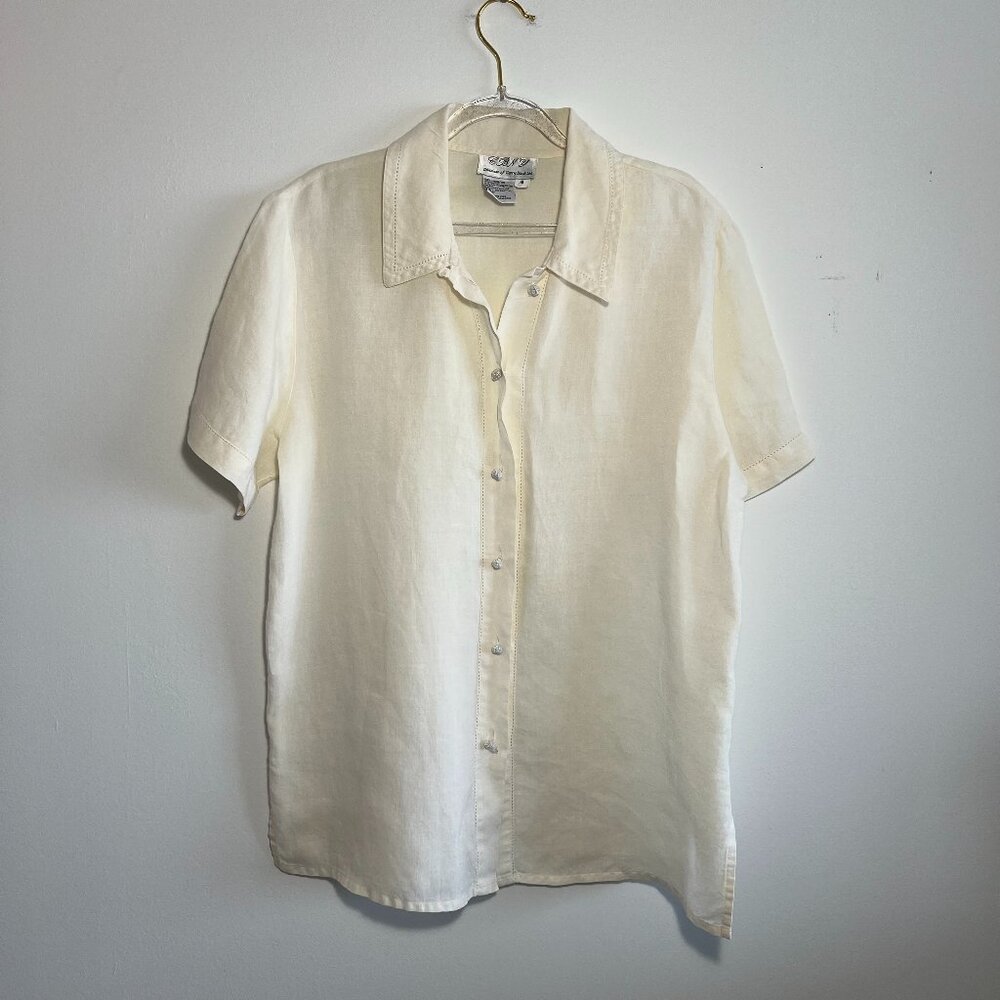 Vintage CBNY 100%Linen Shirt  Cream Size 8
